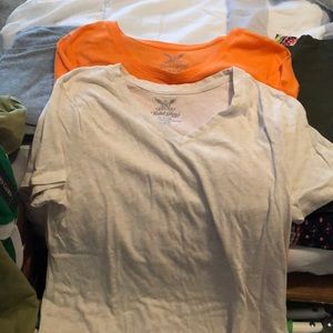 2 tees orange and cream